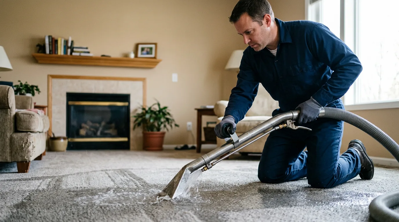 Water damage restoration technician working near East Liverpool, OH